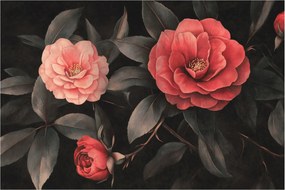 Tablou - Flori roșii pe fundal întunecat (90x60 cm)