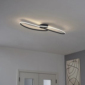 Plafonieră de design negru mat 65 cm cu 3 trepte de intensitate luminoasă și 2 lumini - Pepe