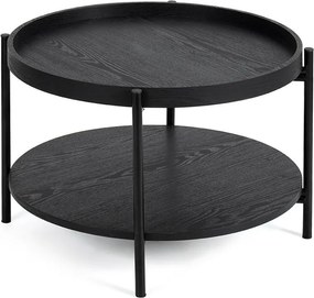 Măsuță de cafea neagră rotundă cu aspect de lemn de stejar ø 64 cm Hagen – Bonami Essentials