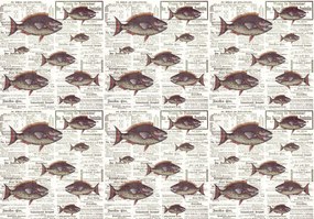 Fototapet - Piranhas în ziare vechi (152,5x104 cm)