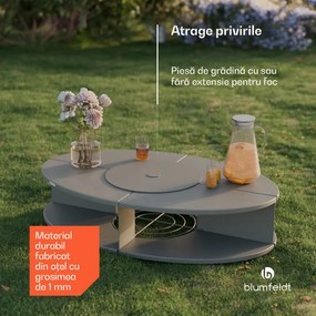 Blumfeldt Firebowl Ebeko 3 în 1, poate fi folosit ca grătar sau masă, grătar pentru grătar + protecție împotriva scânteilor