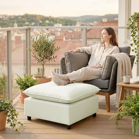 HOMCOM Taburet pentru picioare Ottoman din stofă modernă cu picioare din plastic pentru living și dormitor, 75 cm, crem | Aosom Romania