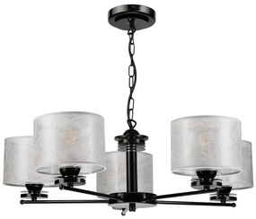 Candelabru pe lanț ROSA 5xE27/60W/230V negru/gri