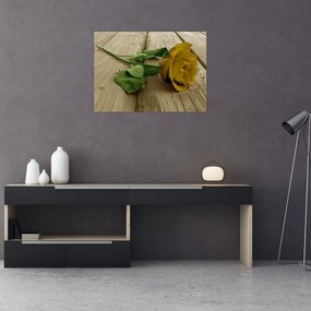 Tablou pe sticlă - Vintage trandafiri galbeni (70x50 cm)