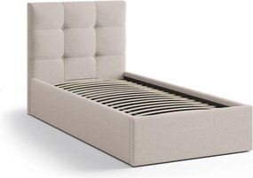 Pat maro deschis tapițat cu spațiu de depozitare cu somieră 90x200 cm Phaedra – Micadoni