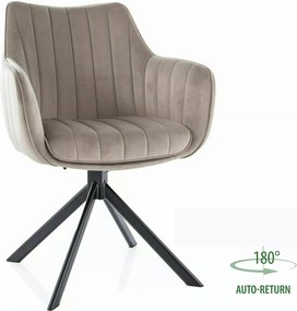 Scaun living rotativ AZALIA, bej inchis/negru, stofa catifelata/metal,