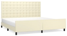 3125593 vidaXL Cadru de pat cu tăblie, crem, 200x200 cm, piele ecologică