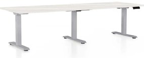 Masă înălțime reglabilă OfficeTech Long, 240 x 80 cm, picioare gri, frasin alb