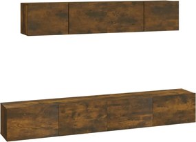vidaXL Set dulapuri TV, 4 piese, stejar fumuriu, lemn prelucrat