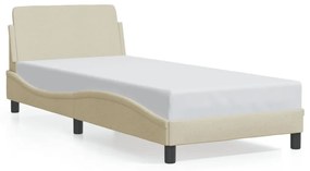 373110 vidaXL Cadru de pat cu tăblie, crem, 90x200 cm, textil