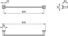 Suport prosop baie Ideal Standard IOM 60 cm crom lucios