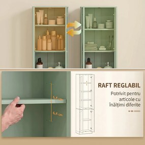 HOMCOM Dulap de Baie Înalt cu 6 Rafturi și Raft Reglabil, Verde Salvie | Aosom Romania