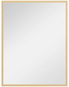 HOMCOM Oglindă de perete rectangulară 90 x 70 cm, cadru din lemn, ideală pentru baie, sufragerie sau dormitor, naturală | Aosom Romania