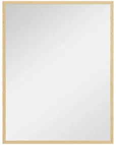 HOMCOM Oglindă de perete rectangulară 90 x 70 cm, cadru din lemn, ideală pentru baie, sufragerie sau dormitor, naturală | Aosom Romania