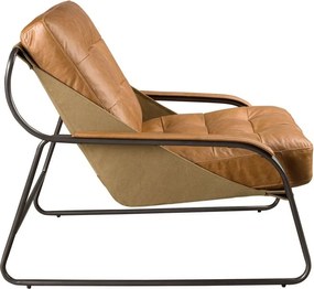 Fotoliu confortabil tapitat cu piele naturala Maro