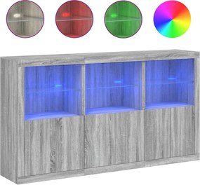 vidaXL Servantă cu lumini LED, gri sonoma, 181,5x37x100 cm