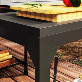 HOMCOM Cărucior de grădină din oțel cărucior de serviciu cu roți cu blat de lucru 135 x 55 x 86,5 cm negru | Aosom Romania