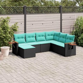 vidaXL Set canapele de grădină cu perne, 7 piese, negru, poliratan