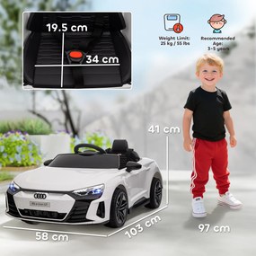 HOMCOM Mașină Electrică pentru Copii cu Motor Dublu, Centură de Siguranță, Telecomandă și Claxon, 103x58x41 cm, Alb | Aosom Romania
