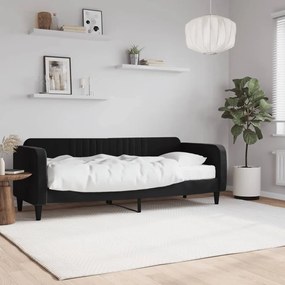 vidaXL Pat de zi cu saltea, negru, 80x200 cm, catifea