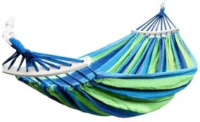 Hamac albastru-verde HAMAK cu perna pentru 2 persoane 260x150 cm