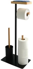 Suport pentru hârtie igienică cu perie șisuport MSV Teiki 20 x 30 x 67 cm, negru