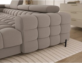 Colțar maro deschis extensibil cu tapițerie din catifea (cu colț pe partea stângă/în formă de "U") Feraria – ELTAP