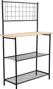 Masa lucru bucatarie cu rafturi Ben Homs profil metalic, negru-maro