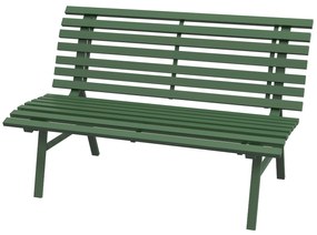 Outsunny Bancă pentru Grădină, Banca de Exterior pentru Terasă cu Șezut și Spătar cu Lamele, 123x67x79 cm, Verde | Aosom Romania