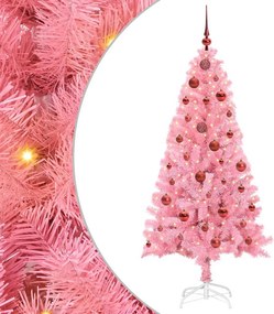 vidaXL Brad de Crăciun cu 150 LED cu suport Roz 150 cm PVC