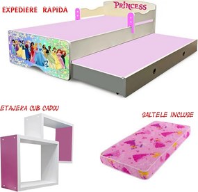 Pat copii dublu Printese cu saltele incluse
