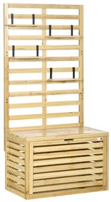Outsunny Cutie de Depozitare cu Grilaj, 4 Rafturi Suspendate, Ușă Magnetică, Lemn Masiv, Natural, 80 x 45 x 160 cm | Aosom Romania