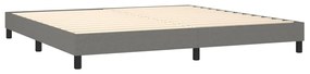 Pat box spring cu saltea, gri inchis, 200x200 cm, textil Morke gra, 200 x 200 cm, Culoare unica si cuie de tapiterie