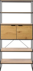 Bibliotecă în culoare naturală cu aspect de lemn de stejar 90x190x40 cm Cesura – Unique Furniture