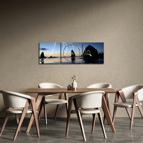 Tabloul - plaja în apus de soare (cu ceas) (90x30 cm)