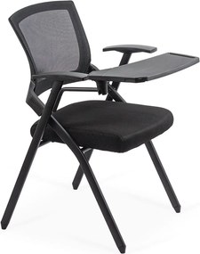 Scaun conferință negru HRC 603 pliabil cu măsuță rabatabilă și mesh