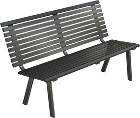 Outsunny Bancă de grădină 3 locuri, rezistentă la intemperii, metal, bancă pentru exterior cu șezut lat, design cu lamele, până la 240 kg 154 x 68 x 88 cm | Aosom Romania