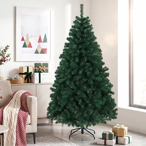 HOMCOM Brad Artificial de Crăciun 180 cm cu 700 Ramuri Ignifuge, Bază din Oțel,100x100x180 cm, Verde | Aosom Romania