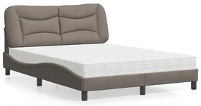 vidaXL Pat cu saltea, gri taupe, 140x200 cm, textil