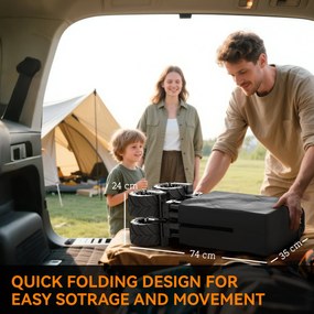 Outsunny Carucior plaja pliabil cu roti fata pivotante 360° si maner telescopic 108x55x55 cm negru | Aosom Romania