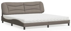 vidaXL Pat cu saltea, gri taupe, 200x200 cm, textil