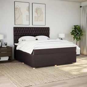 vidaXL Pat continental cu saltea maro închis 180x200cm material textil