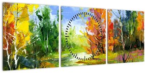 Tablou - Peisaj - pictură (cu ceas) (90x30 cm)