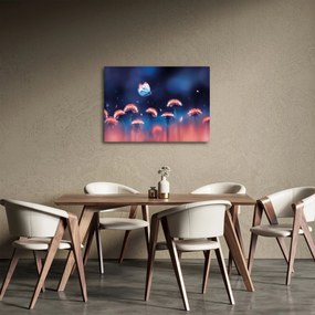 Tablou cu păpădii cu fluture albastru (70x50 cm)