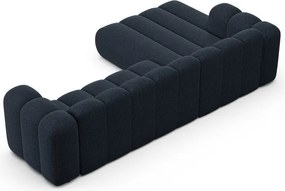 Colțar albastru închis cu tapițerie din chenille (cu colț pe partea stângă/cu șezlong) Lupine – Micadoni