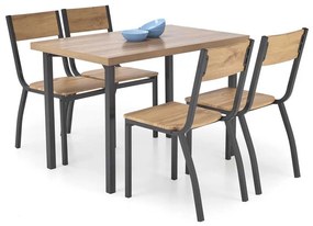 Set masă și scaune Graham 4+1, lemn natural / negru