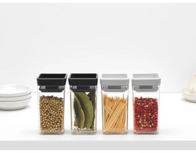 Set 2 borcane pentru condimente Brabantia Tasty+ Stackable 1008884, 150 ml, Fara BPA, Capac, Transparent/Gri deschis