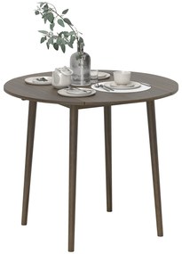 HOMCOM Masa de dining plianta 2 abatante, masa rotunda extensibila pentru 4 persoane, picioare din lemn Ø 89 x 73,5 cm, gri | Aosom Romania