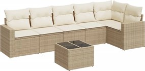 vidaXL Set canapele de grădină, 7 piese, cu perne, bej, poliratan