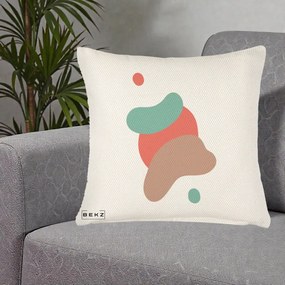 Perna Decorativa Abstract Forme Fluide Coral, 40x40 cm, Crem Reliefat, Husa Detasabila, Perna Inclusa, BEKZ®